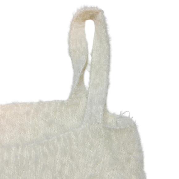 Willow & Wind Fuzzy Knit Ivory Sweater Tank Top – Soft Cozy Sleeveless Crop - Picture 3 of 6